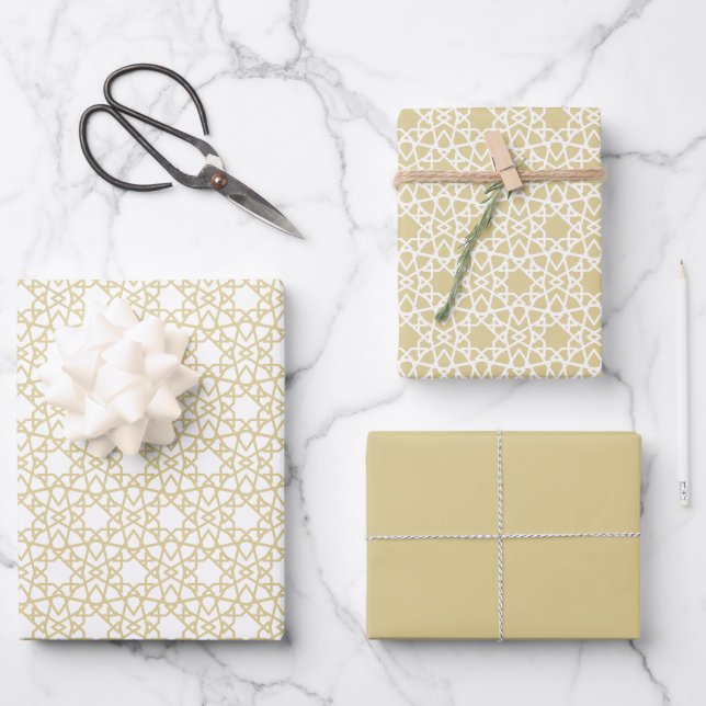 Feuille De Papier Cadeau Design Motif d'or arabesque (Recto)