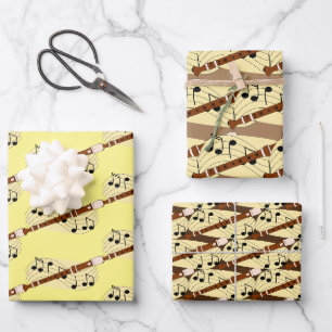 Feuille De Papier Cadeau Design musical Flute Woodwind
