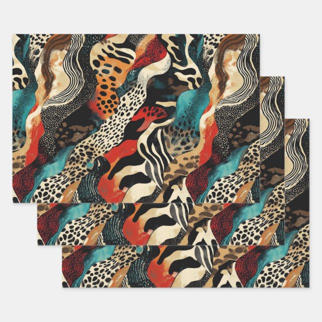 Feuille De Papier Cadeau Design Poster de animal élégant (Lot)
