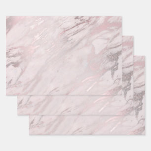Feuille De Papier Cadeau Design rose en marbre or