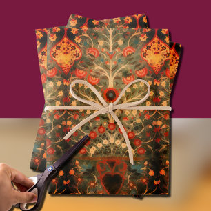 Feuille De Papier Cadeau Design textile indien antique