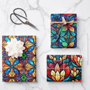 Feuille De Papier Cadeau Design vibrant en verre tendu