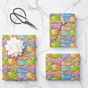 Feuille De Papier Cadeau Dessin animé de Fishes