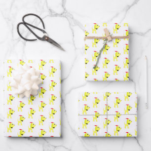 Feuille De Papier Cadeau Dessin chien jaune Diva Chien Noël