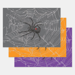 Feuille De Papier Cadeau Dessin d'art de la veuve noire et de sa toile d'ar