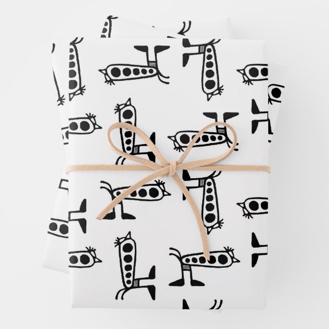 Feuille De Papier Cadeau Dessin d'art linéaire d'oiseau-robot (En situation)