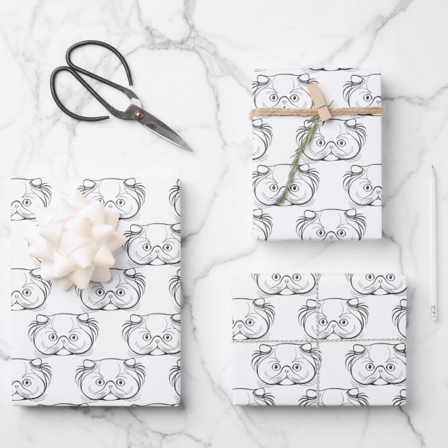 Feuille De Papier Cadeau Dessin de chat perse sans joint (Recto)