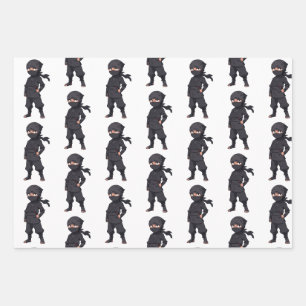 Feuille De Papier Cadeau Dessin Ninja Guerriers Garçons fête d'anniversaire