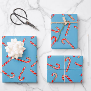 Feuille De Papier Cadeau Dessins De sucre de canne En Blanc Vert Rouge