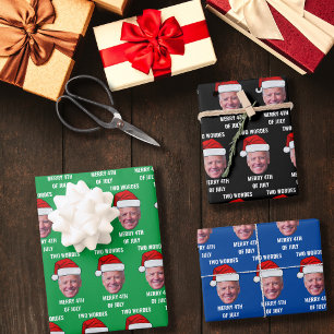 Feuille De Papier Cadeau Deux mots Joyeux 4 juillet Joe Biden Noël
