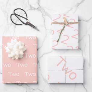 Feuille De Papier Cadeau Deuxième anniversaire Blush Rose Girl