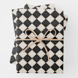 Feuille De Papier Cadeau Diamants blancs noirs et antiquités