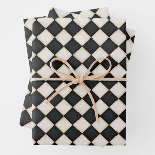 Feuille De Papier Cadeau Diamants blancs noirs et antiquités