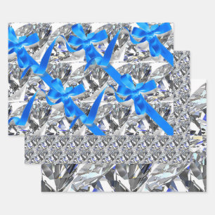 Feuille De Papier Cadeau Diamants élégants et vaches bleues