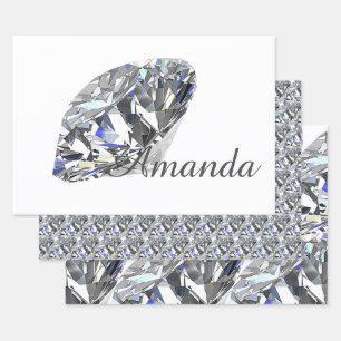 Feuille De Papier Cadeau Diamants élégants personnalisés