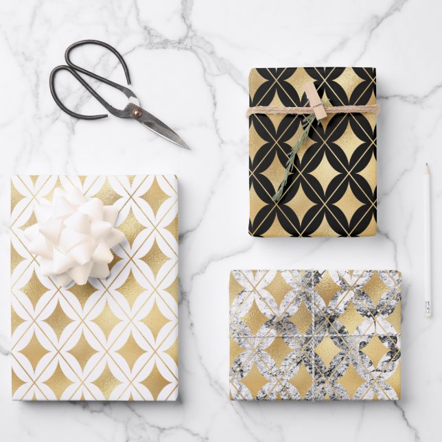 Feuille De Papier Cadeau Diamond d'or (Recto)