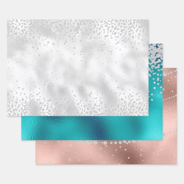 Feuille De Papier Cadeau Diamond Parties scintillant Bling Foil look métall (Lot)