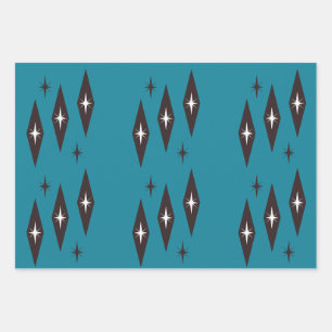 Feuille De Papier Cadeau Diamonds Motif atomique des années 50