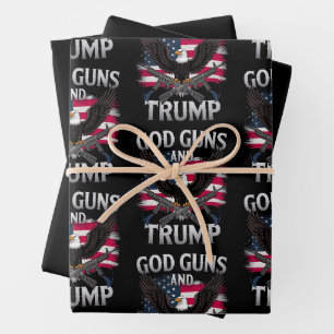 Feuille De Papier Cadeau Dieu Armes Et Trump Aigle Drapeau Américain Vintag