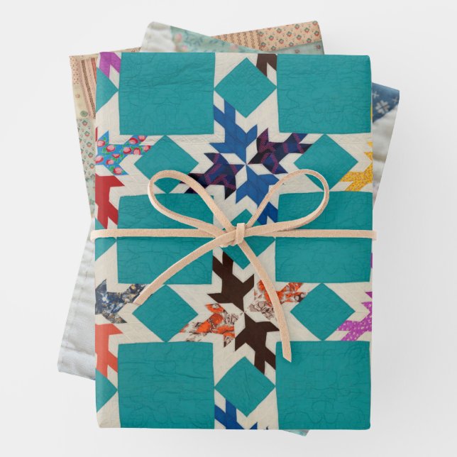 Feuille De Papier Cadeau Différents motifs de courtepointe (En situation)