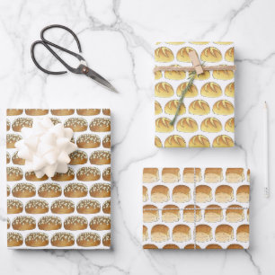 Feuille De Papier Cadeau Dîner Poulet Boulangerie Boulangerie Pumpernickel