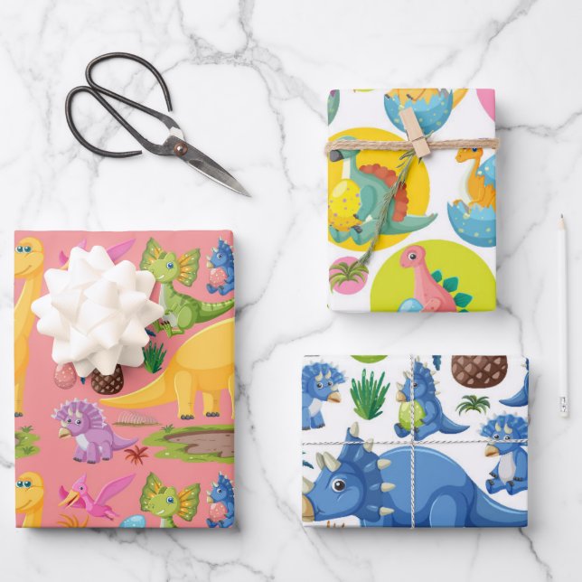 Feuille De Papier Cadeau Dinosaures 🦕  (Recto)