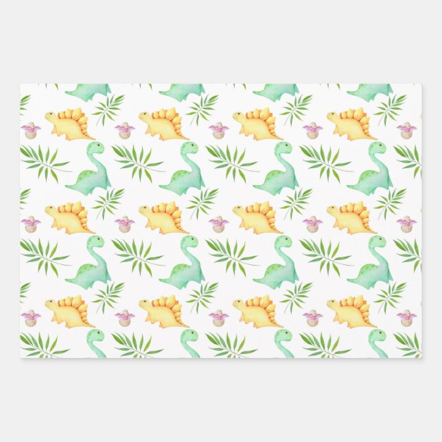 Feuille De Papier Cadeau Dinosaures (Devant)