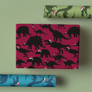 Feuille De Papier Cadeau Dinosaures Festifs Joueurs Portant Des Chapeaux De
