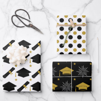 Feuille De Papier Cadeau Diplôme Or Et Noir