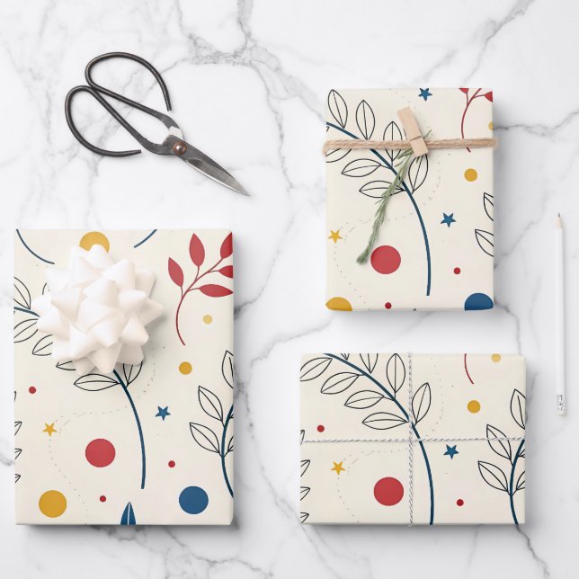 Feuille De Papier Cadeau Diseño floral (Recto)