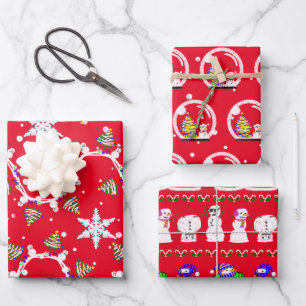 Feuille De Papier Cadeau Divers motoneiges de Noël
