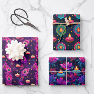 Feuille De Papier Cadeau Diwali pourpre