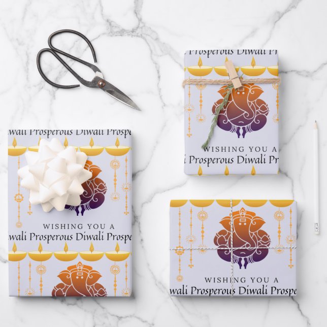 Feuille De Papier Cadeau Diwali prospère (Recto)