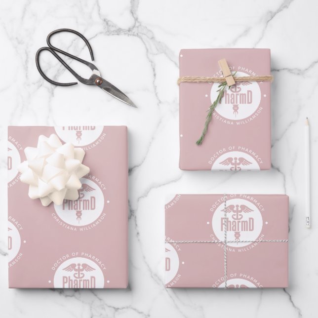 Feuille De Papier Cadeau Docteur en pharmacie PharmD sur mesure (Recto)