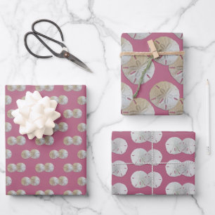 Feuille De Papier Cadeau Dollars de Sable Rose Mauve Motif