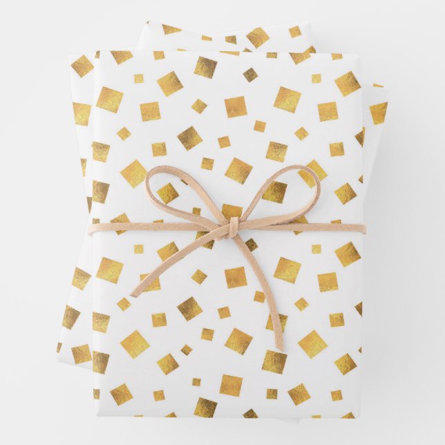 Feuille De Papier Cadeau Don Confetti en or festif (En situation)