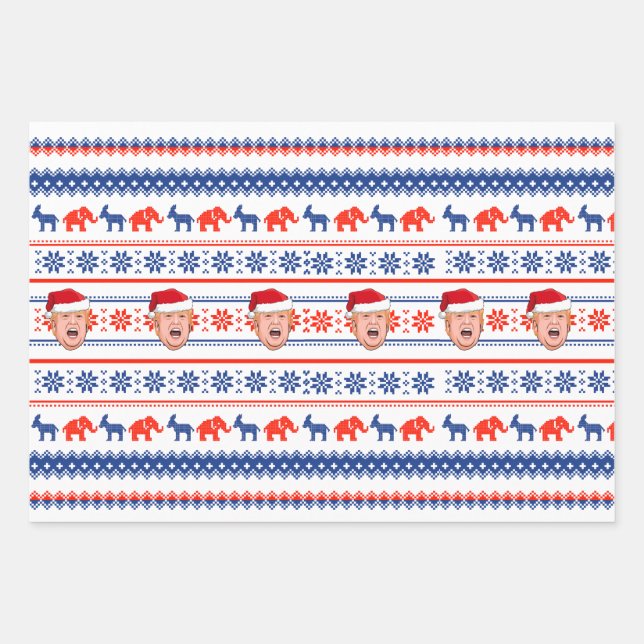 Feuille De Papier Cadeau DONALD TRUMP Noël (Devant)