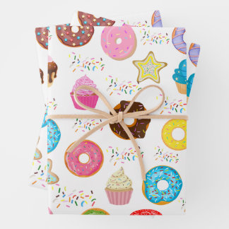 Feuille De Papier Cadeau Donut et Cupcakes