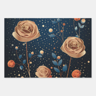 Feuille De Papier Cadeau dots de polka rose et or