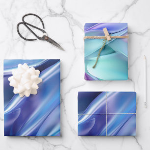 Feuille De Papier Cadeau Douce Douce Bleu Violet Fête de Mariage