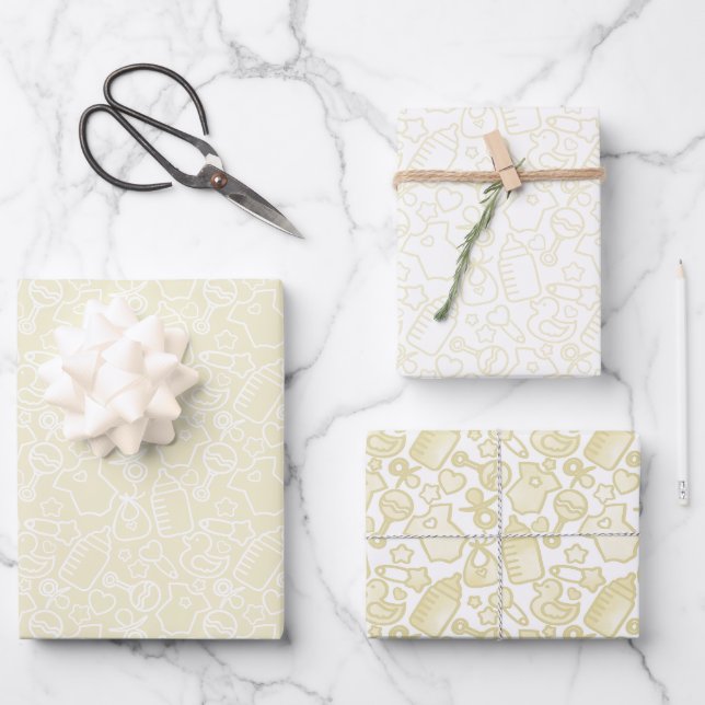 Feuille De Papier Cadeau Douces arroses Jaunes sucrés (Recto)