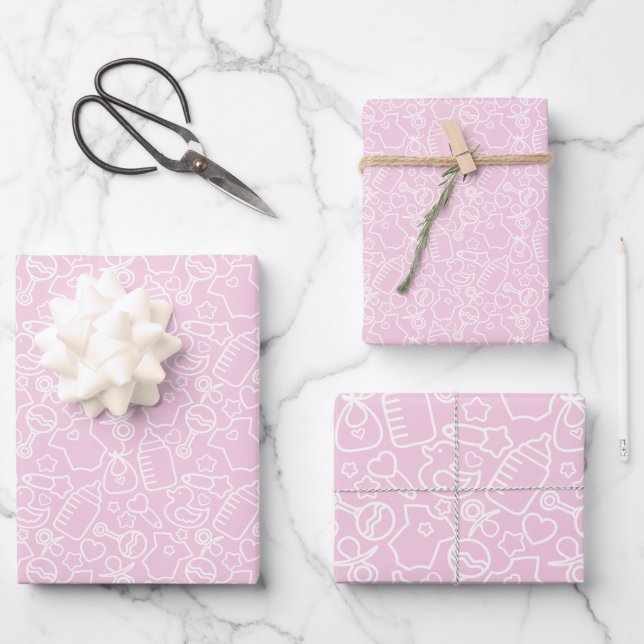 Feuille De Papier Cadeau Douces arroses roses (Recto)