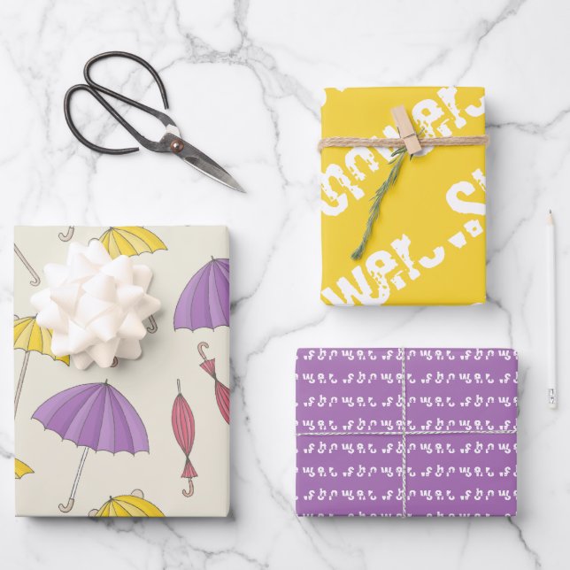 Feuille De Papier Cadeau DOUCHE D'OREILLERS Whimiscal Coordonnée (Recto)