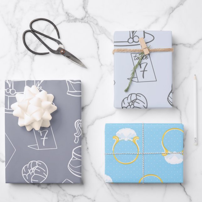 Feuille De Papier Cadeau Douche mariage et nuptiale (Recto)