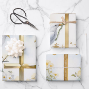 Feuille De Papier Cadeau Doves et croix sacrées