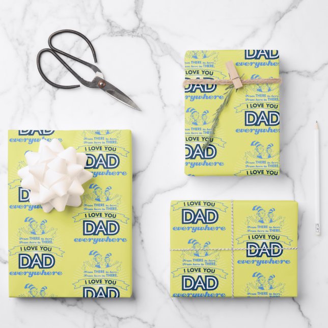 Feuille De Papier Cadeau Dr Seuss | Je t'aime Papa partout (Recto)