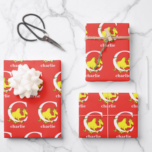 Feuille De Papier Cadeau Dr Seuss's ABC : Letter C - White | Add Your Name (Recto)
