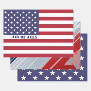 Feuille De Papier Cadeau Drapeau américain 4 juillet Patriotique
