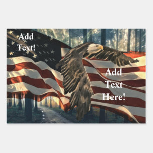 Feuille De Papier Cadeau Drapeau américain Bald Eagle