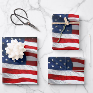 Feuille De Papier Cadeau Drapeau américain patriotique États-Unis